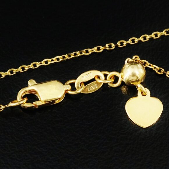 14K Yellow Gold Heavy Cable Slide Chain Necklace / Adjustable length up to 22" - Picture 1 of 8